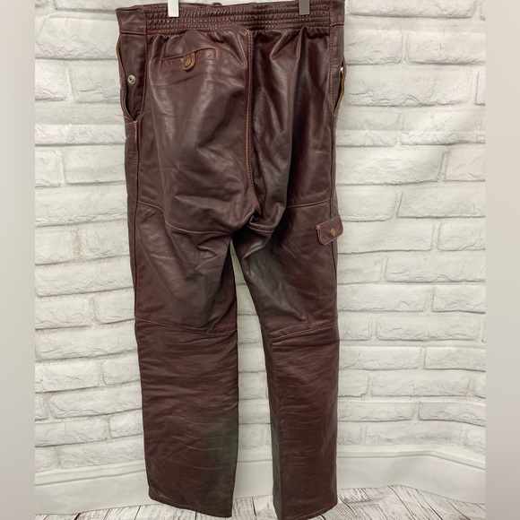Vintage Taurus Leather Pant 34 Burgundy Brown - Picture 2 of 12